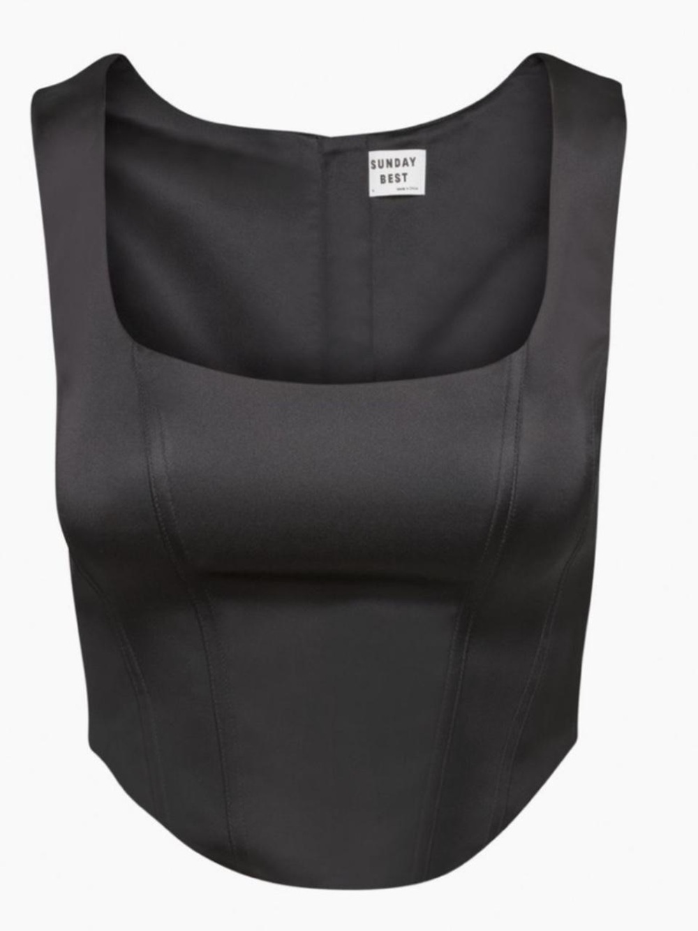 Aritzia Sunday Best Black Satin Square-Neck Crop Top Corset